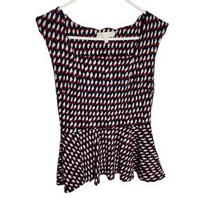 Eri + Ali Women's Sleeveless Top Size Small Geometric Red Navy White